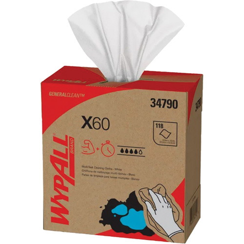 Chiffons X60 WypAll, Tout usage, 16-3/4" lo x 8-3/8" la Distribution Jean Lapalme