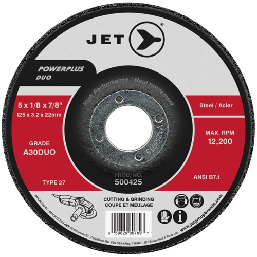 POWERPLUS DUO Cutting/Grinding Wheel, 4" x 1/8", 5/8" Arbor, Type 27, A30DUO Grit Distribution Jean Lapalme