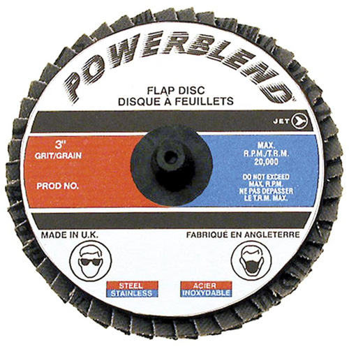 Disque &agrave; lamelles &agrave; rouler POWERBLEND, 2" x Type R, Grain Z120, Alumine de zirconium Distribution Jean Lapalme