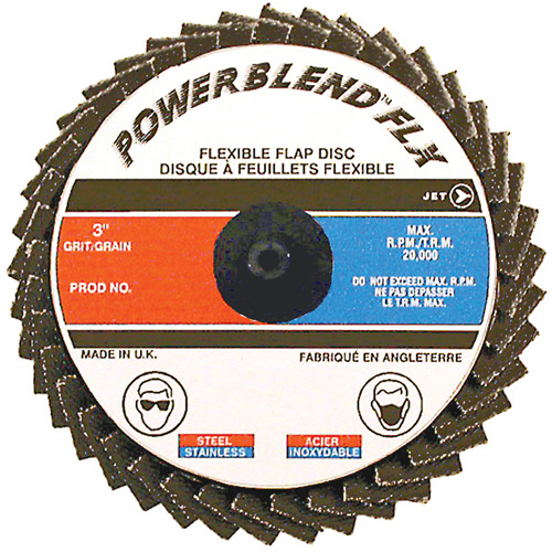Disque &agrave; lamelles &agrave; rouler POWERBLEND FLX, 2" x Type R, Grain Z40, Alumine de zirconium Distribution Jean Lapalme