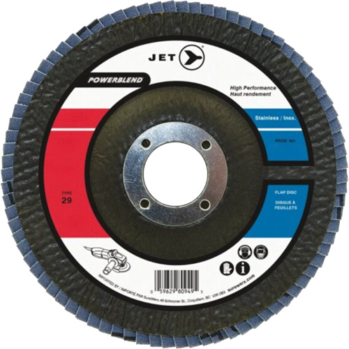 POWERBLEND Flap Disc, 5" x 7/8", Type 29, Z120 Grit, Zirconia Alumina Distribution Jean Lapalme