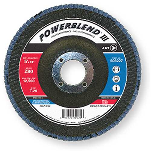 Disque &agrave; lamelles PowerBlend, 7" x 7/8", Type 29, Grain Z120, Alumine de zirconium Distribution Jean Lapalme