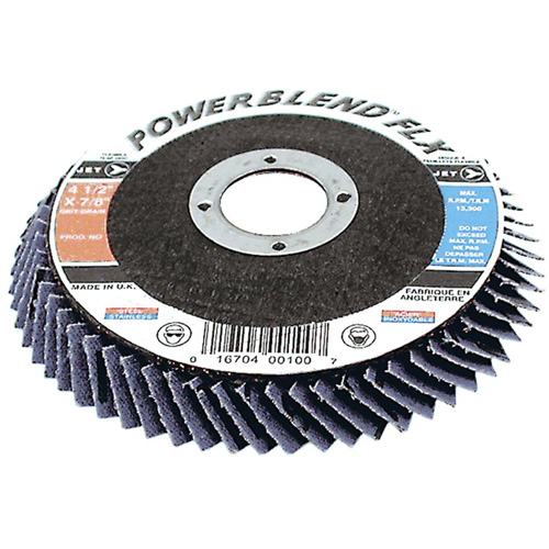 PowerBlend FLX Flexible Flap Disc, 4-1/2" x 7/8", Type 27, Z60 Grit, Zirconia Alumina Distribution Jean Lapalme