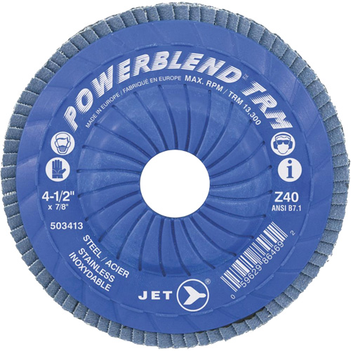 Disque &agrave; lamelles ajustables POWERBLEND TRM, 5" x 7/8", Type 29, Grain Z60, Alumine de zirconium Distribution Jean Lapalme