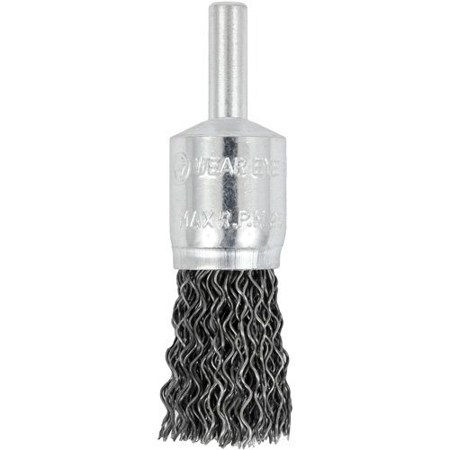Brosse &agrave; fils cr&ecirc;p&eacute;s mont&eacute;e sur mandrin E050-20, 1/2", Fils 0,02", Tige 1/4" Distribution Jean Lapalme
