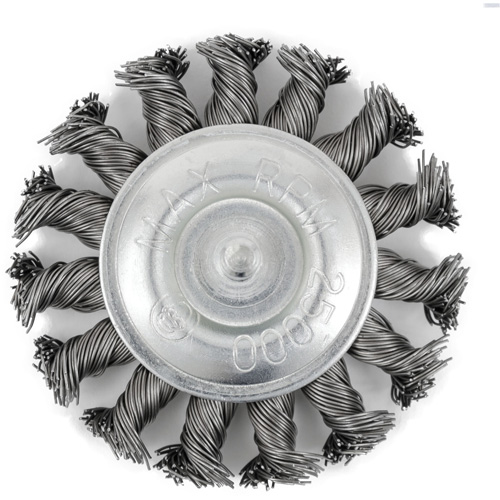Brosse radiale &agrave; fils nou&eacute;s torsad&eacute;s mont&eacute; sur mandrin EKR275-20, 3", Fils ,02", Tige 1/4" Distribution Jean Lapalme