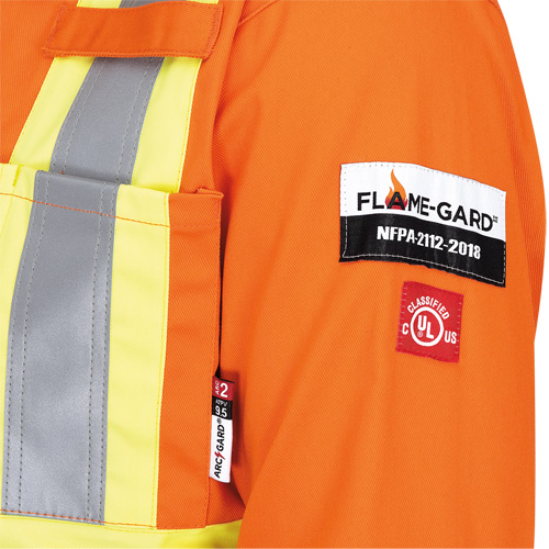 5555 High Visibility FR Rated & Arc Rated Safety Coveralls, Size 36, High Visibility Orange, 11 cal/cm² Distribution Jean Lapalme