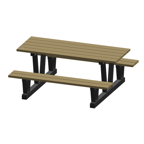 Recycled Plastic Outdoor Picnic Tables, 72" L x 60-5/16" W, Sand Distribution Jean Lapalme