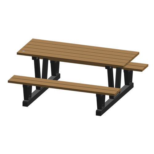 Recycled Plastic Outdoor Picnic Tables, 72" L x 60-5/16" W, Redwood Distribution Jean Lapalme