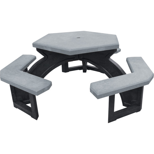 Recycled Plastic Hexagon Picnic Tables, 78" L x 78" W, Grey Distribution Jean Lapalme