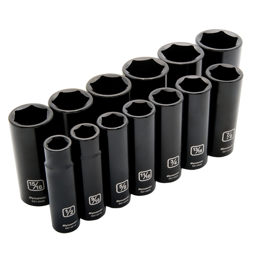 SAE Socket Set, 13 Pcs, Impact, 1/2" Drive Size, Deep Distribution Jean Lapalme