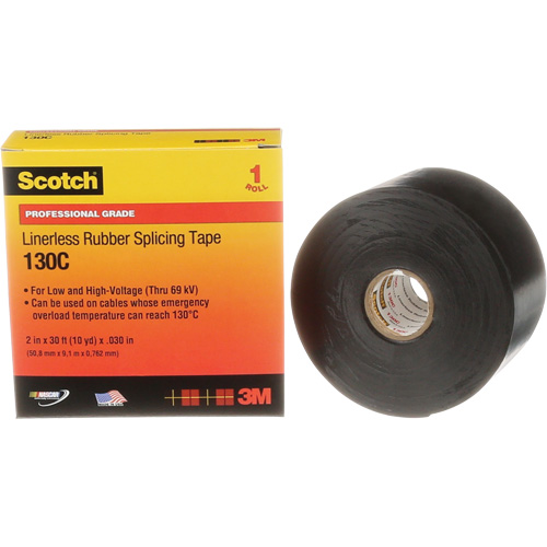 Scotch&reg; Professional Grade Linerless Rubber Splicing Tape, 50.8 mm (2") W x 9 m (30') L, 30 mils, Black Distribution Jean Lapalme