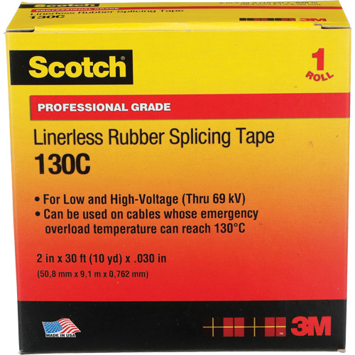 Ruban d'&eacute;pissage sans support en caoutchouc de calibre professionnel Scotch, 50,8 mm (2") la x 9 m (30') lo, 30 mils, Noir Distribution Jean Lapalme