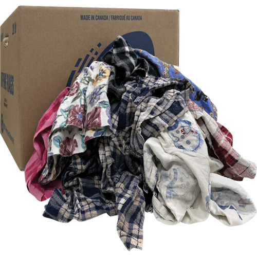 S&eacute;lection de chiffons d'essuyage, Flanelle, M&eacute;lange de couleurs, 20 lb Distribution Jean Lapalme