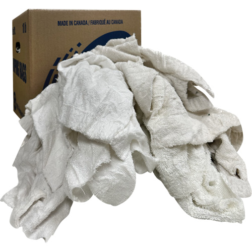 Wiper Rags Box, Terrycloth, White, 10 lbs. Distribution Jean Lapalme