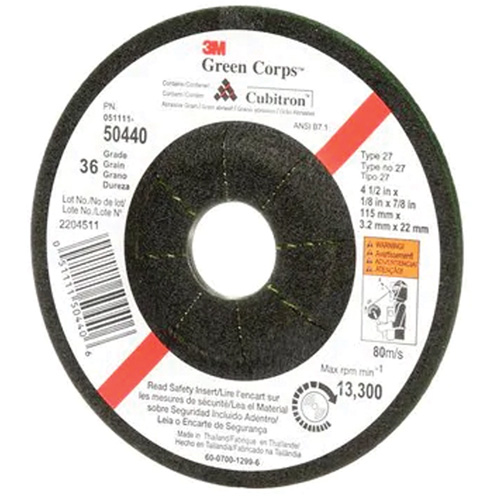 Meule flexible Green Corps, 4-1/2" x 1/8", Arbre 7/8", C&eacute;ramique, Type 27 Distribution Jean Lapalme