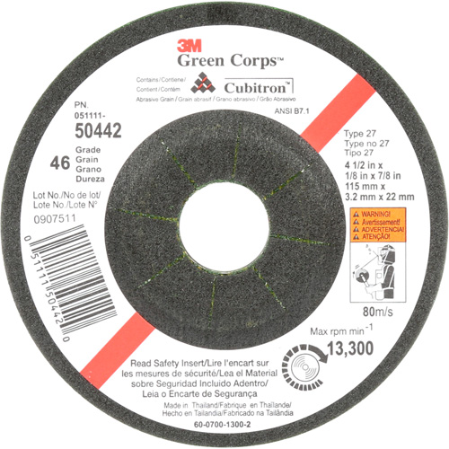 Meule flexible Green Corps, 4-1/2" x 1/8", Arbre 7/8", C&eacute;ramique, Type 27 Distribution Jean Lapalme