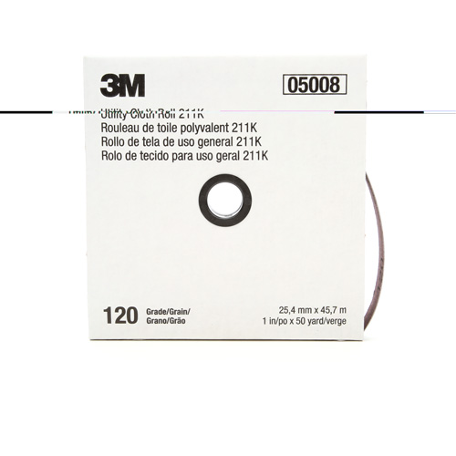 Rouleau de toile abrasive utilitaire 211K, Oxyde d'aluminium, 1" la x 150' lo, Grain 120 Distribution Jean Lapalme