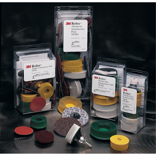 Ensemble de meules en soie Roloc Scotch-Brite, C&eacute;ramique, Grain 50, 80, 120, 2" dia. Distribution Jean Lapalme