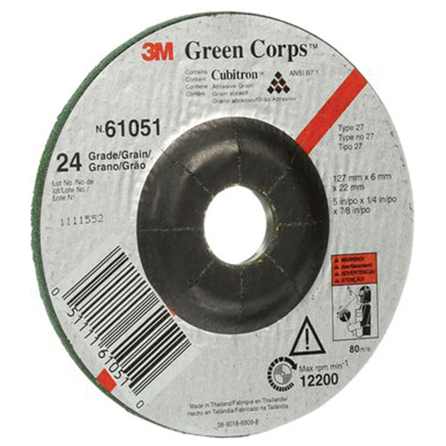 Green Corps Flexible Grinding Wheel, 5" x 1/4", 7/8" Arbor, Ceramic, Type 1 Distribution Jean Lapalme