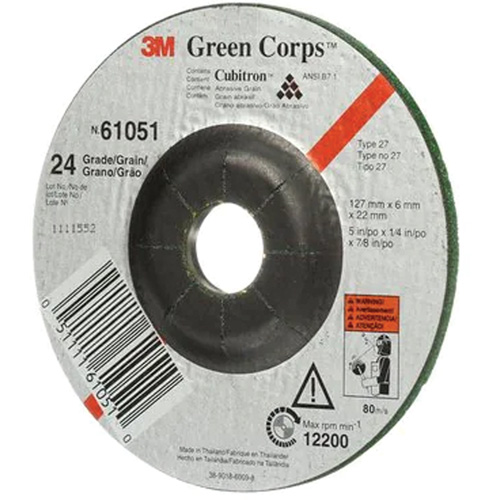 Green Corps Flexible Grinding Wheel, 5" x 1/4", 7/8" Arbor, Ceramic, Type 1 Distribution Jean Lapalme