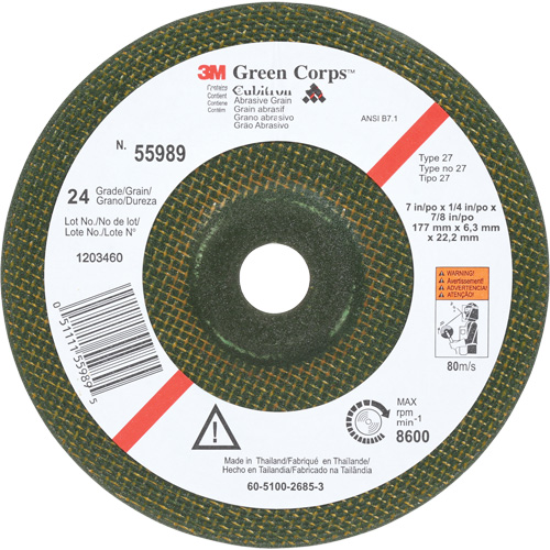 Meule flexible Green Corps, 7" x 1/4", Arbre 7/8", C&eacute;ramique, Type 1 Distribution Jean Lapalme