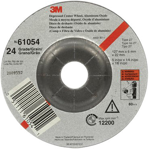 Depressed Centre Grinding Wheel, 5" x 27, Aluminum Oxide Distribution Jean Lapalme