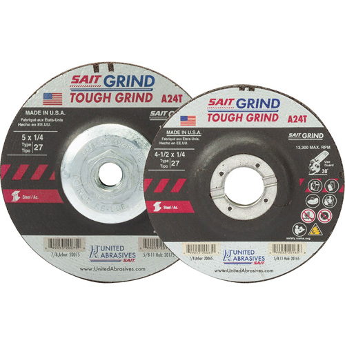 A24T Tough Grind Grinding Wheel, 5" x 1/4", 7/8" Arbor, Aluminum Oxide, Type 27 Distribution Jean Lapalme