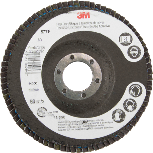 Flap Wheels - 577F Flap Discs, 4-1/2" x 7/8", Type 29, 60 Grit, Zirconium Distribution Jean Lapalme