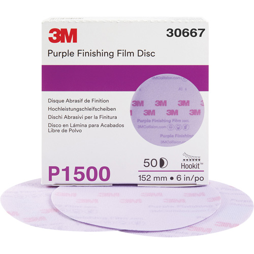 Hookit Purple Finishing Film Abrasive Disc, 6" Dia., P1500 Grit, Aluminum Oxide Distribution Jean Lapalme