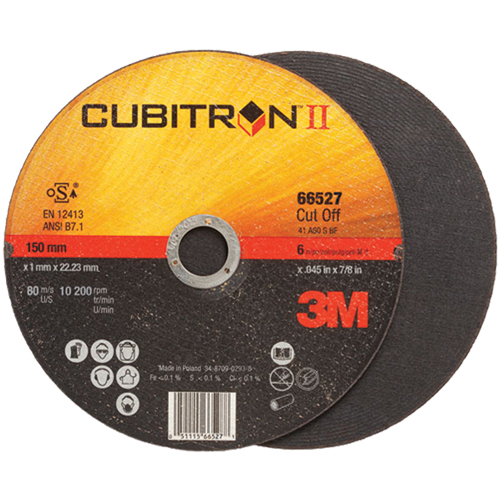 Meule &agrave; tronçonner Cubitron II, 4-1/2" x 0,04"/0,045", Arbre de 7/8", Type 27, C&eacute;ramique, 13 300 Tr/min Distribution Jean Lapalme