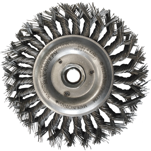 Brosses m&eacute;talliques &agrave; touret, Dia. 6", Fils 0,014", Arbre 5/8"-11, Acier Distribution Jean Lapalme
