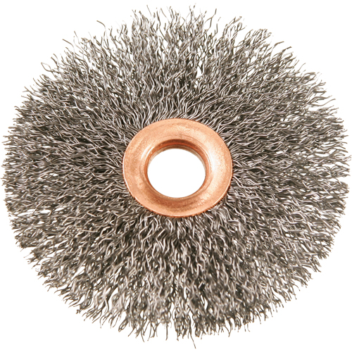 Brosses rotatives &agrave; fils cr&ecirc;p&eacute;s avec moyeu en cuivre 3", 3" dia., Fils 0,012", Arbre 1/2" Distribution Jean Lapalme