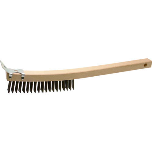 Scratch Brush With Scraper, Steel, 3 x 19 Wire Rows, 13" Long Distribution Jean Lapalme