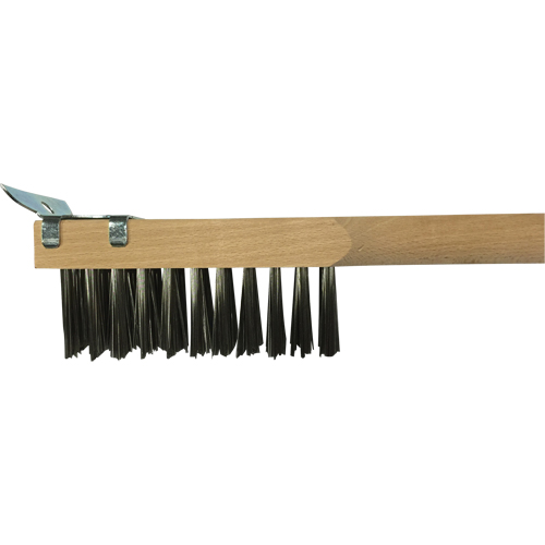 Brosse de nettoyage avec racloir, Acier inoxydable, 3 x 10 rangs de fils, Longueur 20" Distribution Jean Lapalme