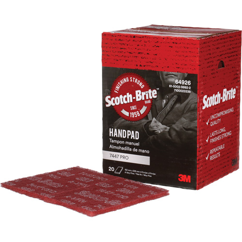 Tampons manuels Scotch-Brite 7447, Oxyde d'aluminium, 9" x 6", Grain Tr&egrave;s fin Distribution Jean Lapalme