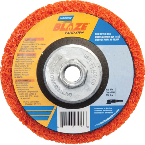 Disque &agrave; moyeu d&eacute;port&eacute; 4-1/2" non tiss&eacute; Blaze Rapid Strip, 4-1/2" dia., Grain Cors&eacute; Distribution Jean Lapalme