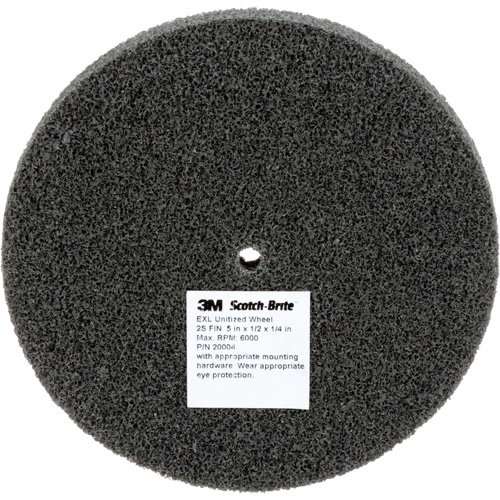 Scotch-Brite EXL Unitized Wheel, 5" x 1/2", 1/4" Arbor, Fine Grit, Silicon Carbide Distribution Jean Lapalme