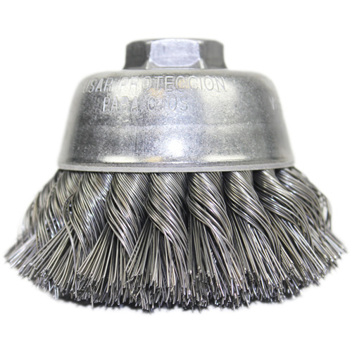 Brosse-boisseau &agrave; fil nou&eacute;, 3-1/2" dia. x 5/8"-11 arbre Distribution Jean Lapalme