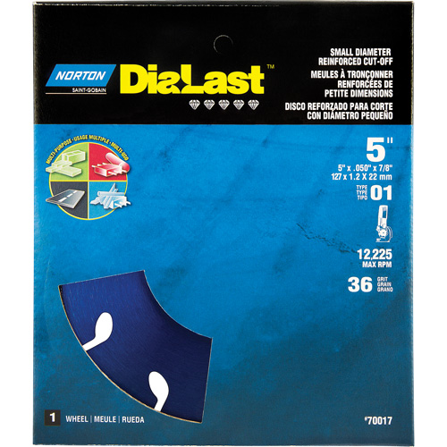 Dialast RightCut Cut-Off Wheel, 5" x 0.05", 7/8" Arbor, Type 01/41, Diamond, 12225 RPM Distribution Jean Lapalme