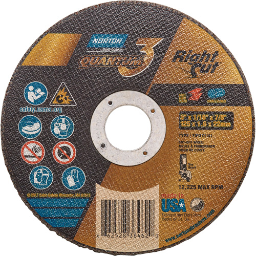 Quantum3 RightCut  Small Diameter Cut-Off Wheel, 5" x 1/16", 7/8" Arbor, Type 01/41, Ceramic Alumina, 12225 RPM Distribution Jean Lapalme