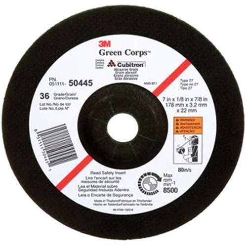 Meule &agrave; moyeu d&eacute;port&eacute; Green Corps, 7" x 1/8", Arbre 7/8", C&eacute;ramique, Type 27 Distribution Jean Lapalme