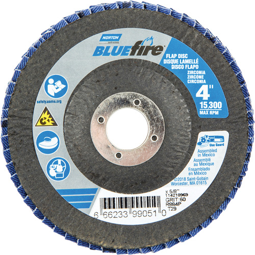 Disque &agrave; lamelles coniques R884P BlueFire, 4" x 5/8", Type 29, Grain P60, Alumine de zirconium Distribution Jean Lapalme