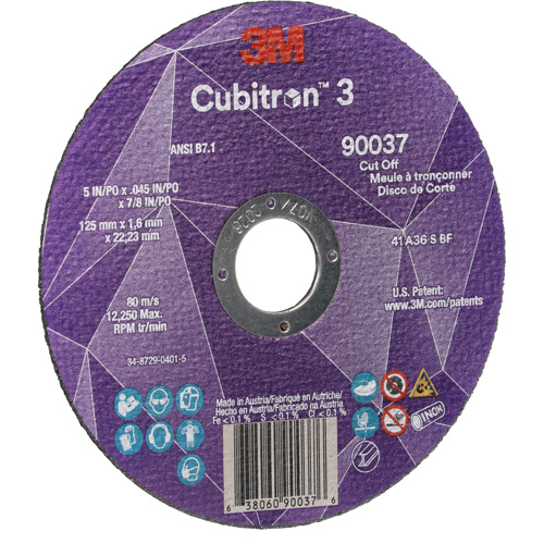 Meule &agrave; tronçonner Cubitron 3, 5" x 0,045", Arbre de 7/8", Type 1, C&eacute;ramique, 12250 Tr/min Distribution Jean Lapalme