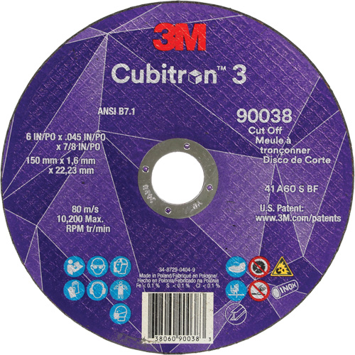 Cubitron 3 Cut-Off Wheel, 6" x 0.045", Type T27, Ceramic, 10200 RPM Distribution Jean Lapalme