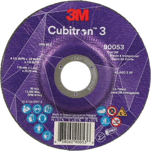 Cubitron 3 Cut-Off Wheel, 4-1/2" x 0.04", 7/8" Arbor, Type T27, Ceramic, 13300 RPM Distribution Jean Lapalme