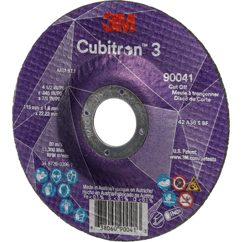 Meule &agrave; tronçonner Cubitron 3, 4-1/2" x 0,045", Arbre de 7/8", Type T27, C&eacute;ramique, 13 300 Tr/min Distribution Jean Lapalme