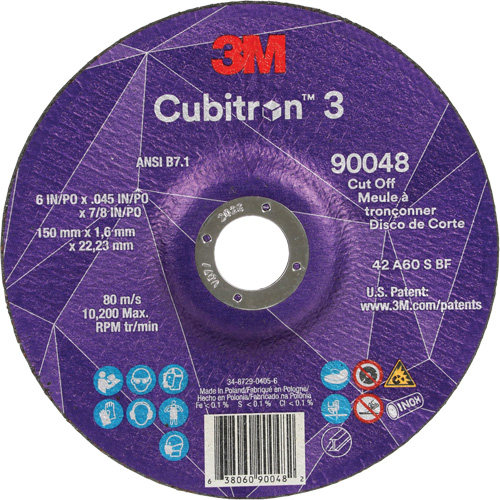 Meule &agrave; tronçonner Cubitron 3, 6" x 0,045", Arbre de 7/8", Type T27, C&eacute;ramique, 10 200 Tr/min Distribution Jean Lapalme