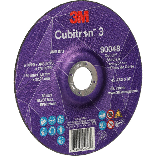 Meule &agrave; tronçonner Cubitron 3, 6" x 0,045", Arbre de 7/8", Type T27, C&eacute;ramique, 10 200 Tr/min Distribution Jean Lapalme