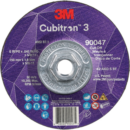 Cubitron 3 Cut-Off Wheel, 6" x 0.045", 5/8"-11 Arbor, Type T27, Ceramic, 10200 RPM Distribution Jean Lapalme